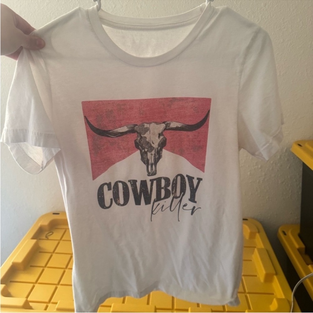 Cowboy Killed Graphic Western White t shirt women